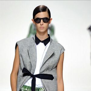 Unique black vest with slit back panel Patricia Forgeal one size